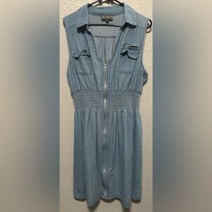 Sleeveless Denim Dress with full Zip front.